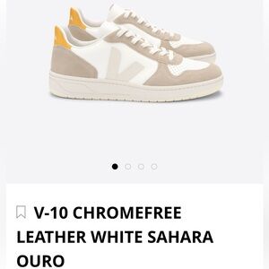 Veja V-10 CHROMEFREE LEATHER WHITE SAHARA OURO - EU size 37 / US women’s 6
